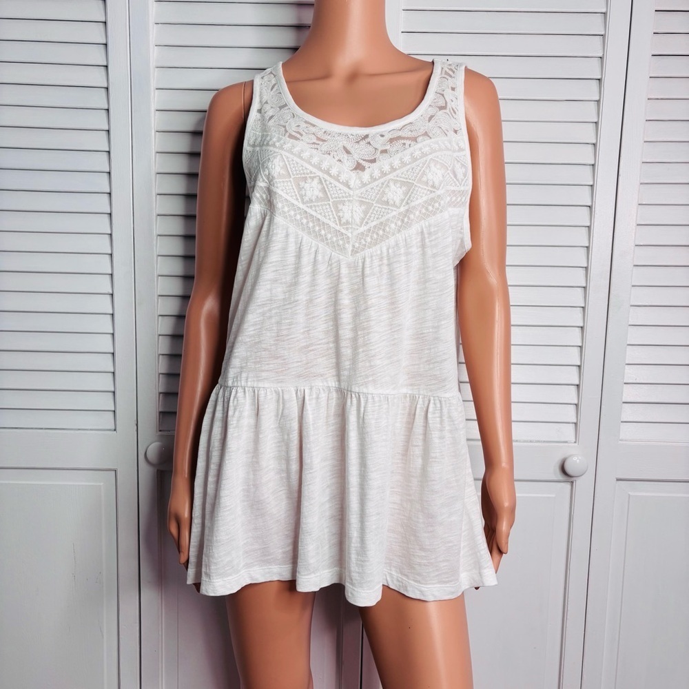 EXPRESS White Sleeveless Babydoll Tunic Top Size Large